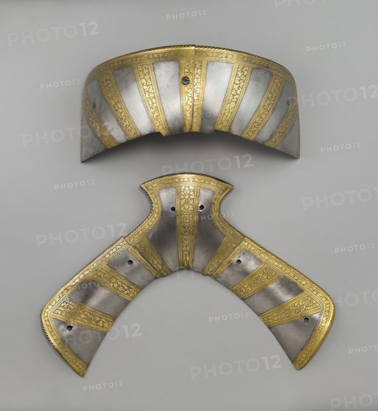 Cantle (Back two piece saddle steels), c. 1575, Italian, Milan, Steel with gilding, Height: