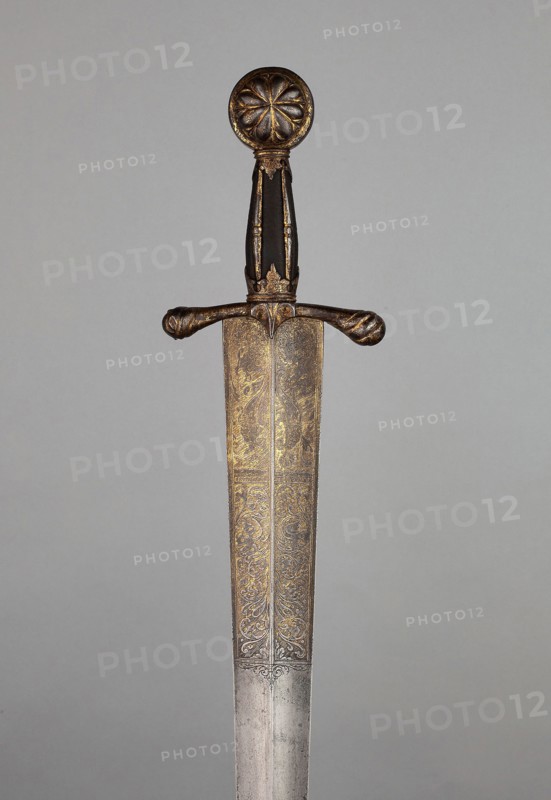 Sword, c. 1500, Northern Italian, Northern Italy, Steel, iron, gilding, wood, and textile (silk velvet), Overall L. 79.4 cm (31 1/4 in.)