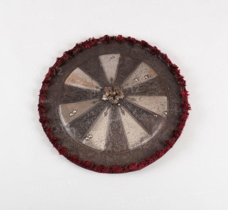 Shield (Rondache) with a Spiked Umbo, 1570, German, Germany, Steel, iron, fabric, and leather, Diam. 61 cm (24 in.)