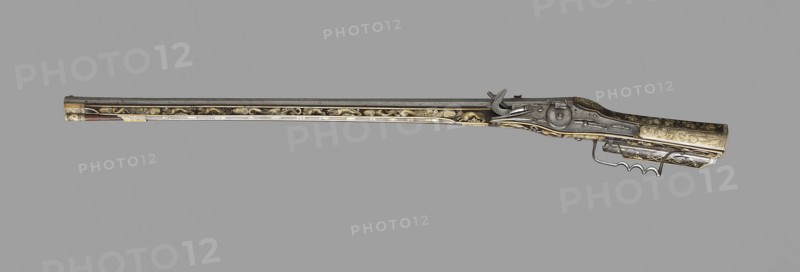 Wheellock Rifle of Archduke Charles of Styria, 1571, Hans Paumgartner, Austrian, Graz, active 1556-1582, Graz, Steel, fruitwood, and staghorn, L. 112 cm (44 1/8 in.)