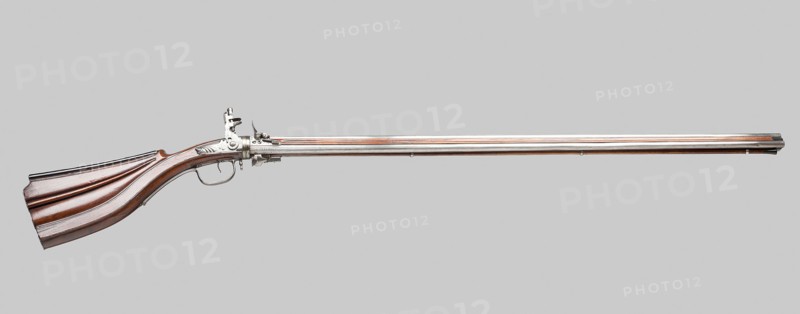 Triple-Barrel Revolving Flintlock Fowling Piece from the Gun Cabinet of the Princes of Liechtenstein, c. 1650, Gunsmith: Tilman Kevcks (German), Germany, Steel, brass, walnut, and horn, L. 141.3 cm (55 5/8 in.)