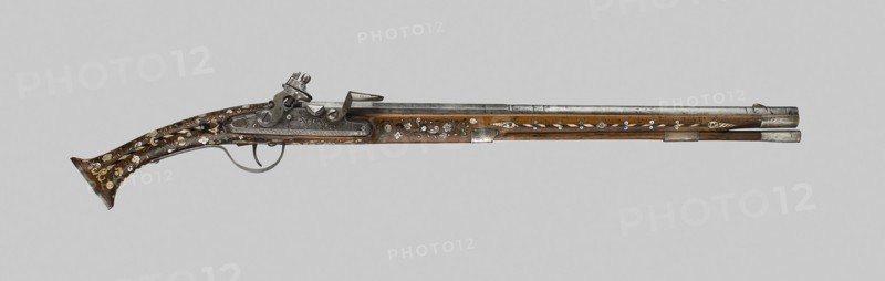 Flintlock Pistol, 1640/50, French, Alsace, Alsace, Steel, silver, brass, wood, mother-of-pearl, and horn, L. 80 cm (31 1/2 in.)