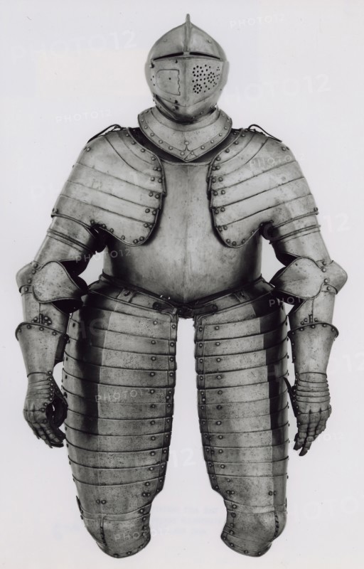 Elements of a Half Armor for Foot Tournament at the Barriers, c. 1590, South German, Augsburg, Augsburg, Steel, brass, and leather, H. 142.2 cm (56 in.)