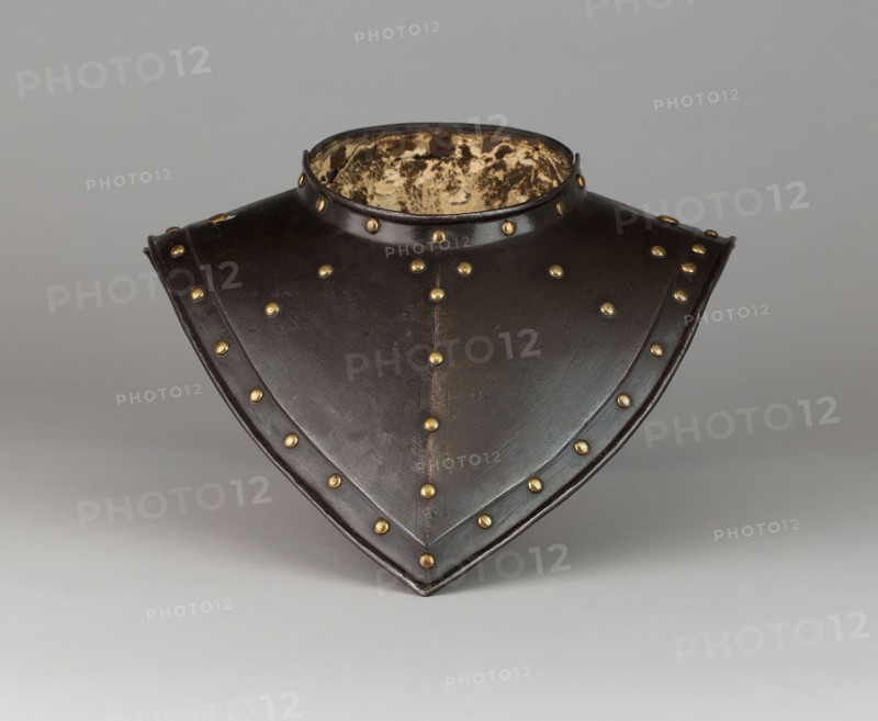 Gorget, 1620/50, German, Germany, Steel, brass, gilding, and leather