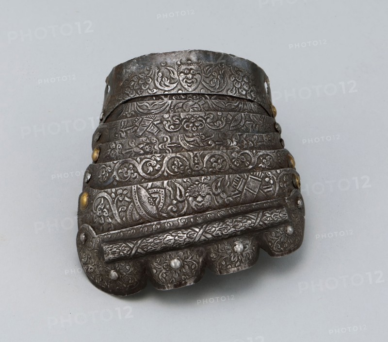 Lames (eight) of a Left Gauntlet, c. 1550/60, Italian or Flemish, Italy, Steel, brass, and leather, 1.5 x 10.8 x 11.4 cm (1 1/2 x 4 1/4 x 4 1/2 in.)