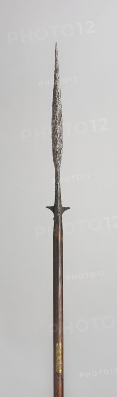 Eared Spear, 10th/11th century, possibly 13th/14th century, Viking, possibly Swiss, Switzerland, Steel and oak, Blade with socket L. 47 cm (18 1/2 in.)