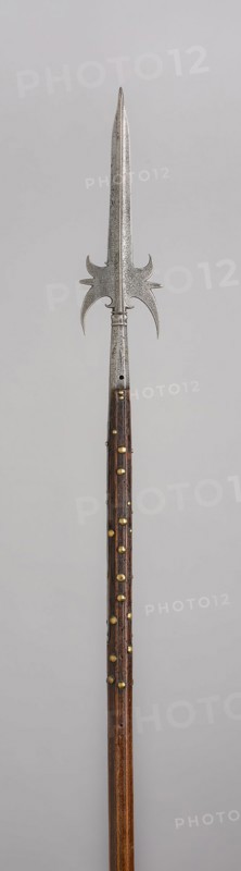 Partisan, Leading Staff, 1600/1700, Italian, Italy, Steel, wood (pine), brass, and iron, L. 205.7 cm (81 in.)