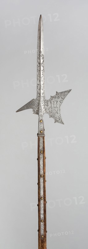 Halberd, 1500/1600, German (Saxony), Saxony, Steel, wood, and velvet, L. 226.1 cm (89 in.)
