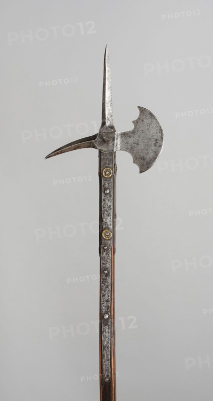 Poleaxe, 1500, Swiss, Switzerland, Steel, brass, and wood (oak), L. 177.8 cm (70 in.)