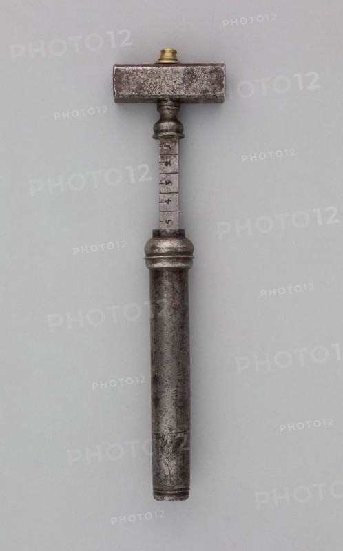 Wheellock Spanner with Powder Measure, 17th century, European, Europe, Iron, L. 12 cm (4 3/4 in.)
