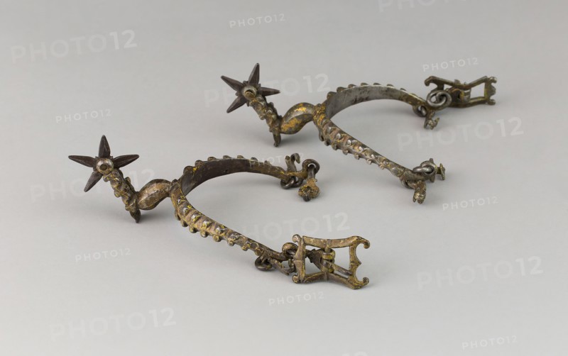 Pair of Spurs, c. 1630/35, European, Europe, Steel, L. 13.3 cm (5 1/4 in.), W. 9.5 cm (3 1/4 in.)
