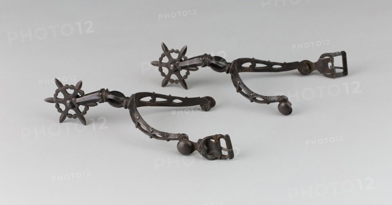 Pair of Spurs, early 17th century, Western European, Western Europe, Iron, L. 16.5 cm (6 1/2 in.), W. 9.5 cm (3 1/4 in.)