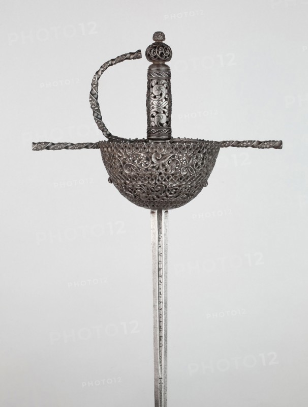 Cup-Hilted Rapier, 1670/90, Spanish or south Italian, Italy, Steel, iron, brass, and gilding, Overall L. 114.3 cm (45 in.)