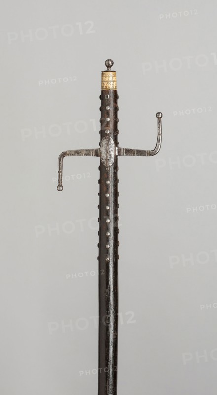 Walking Staff with Sword Hilt, 1663, German, Germany, Wood, iron, and bone, L. 119.4 cm (47 in.)