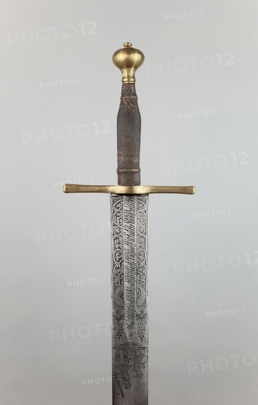 Sword of Justice, late 17th century, German, Solingen, Solingen, Wood, sharkskin, and brass, Overall L. 105 cm (41 5/16 in.)