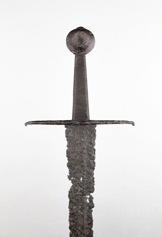 Sword, early 15th century, European, Europe, Iron, steel, wood, and cord, Overall L. 97.8 cm (38 1/2 in.)