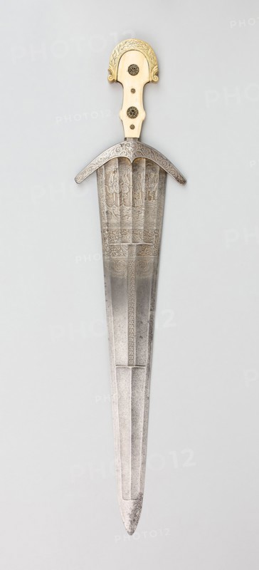 Cinquedea, 19th century in early 16th century Italian style, Italian, Italy, Bone and brass, L. 71.1 cm (28 in.)
