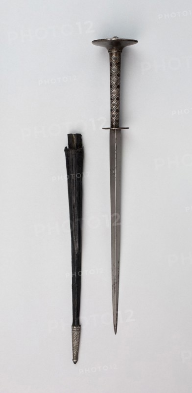 Roundel Dagger and Scabbard, 1500/20, German, Saxony, Steel, leather, and iron, L. 39 cm (15 5/16 in.)