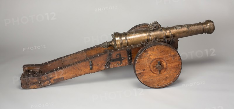 Field Cannon with Carriage, c. 1650, Austrian, Europe, Bronze and wood, Length overall of cannon: 39 3/4 in. (101 cm)
