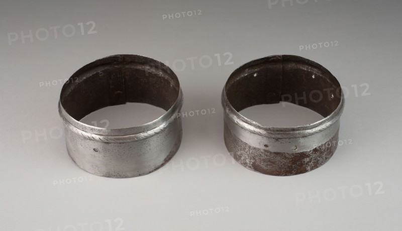 Pair of Turning Rerebrace Plates, c. 1540/60, German, Germany, Steel, Diameter:  11.43 cm (4 1/2 in.), 10.8 cm (4 1/4 in.)