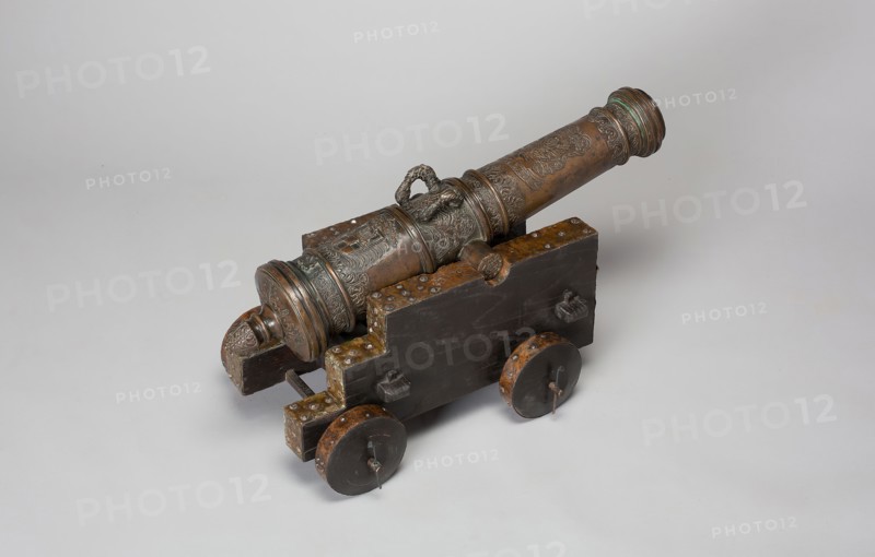 Model Field Cannon with Carriage, 1693, Austrian, Austria, Bronze, iron, wood, and copper, Length of cannon: 18.4 cm (27 3/4 in.)