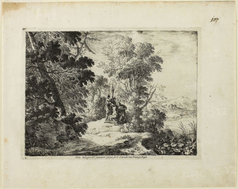 Flaying of Marsyas, n.d., Henri Mauperché, French, 1602-1686, France, Etching on paper, 195 × 267 mm (plate), 275 × 345 mm (sheet)