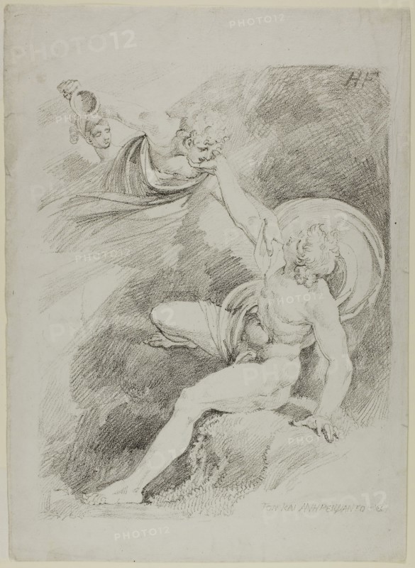 Heavenly Ganymede, 1804, Henry Fuseli, Swiss, active in England, 1741-1825, England, Lithograph in black on ivory wove paper, 315 × 240 mm (image), 382 × 279 mm (sheet)