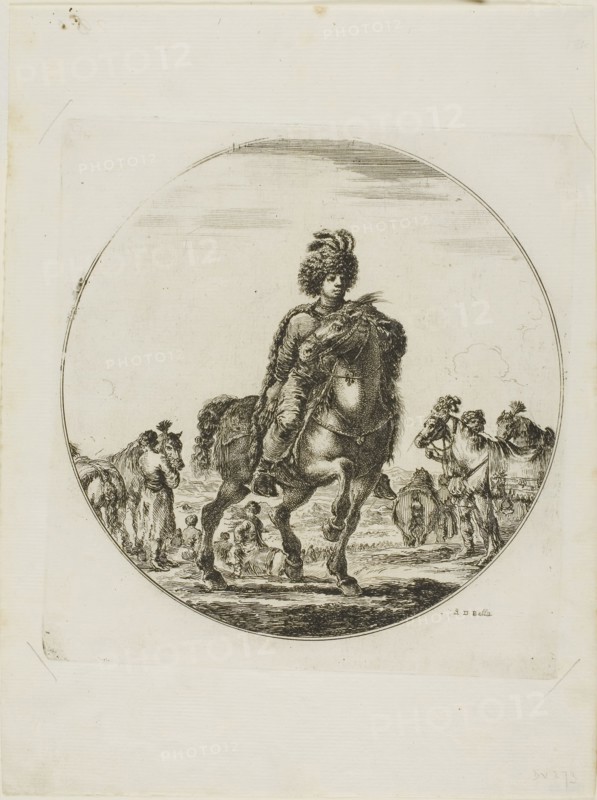 Hungarian Horseman, c. 1651, Stefano della Bella, Italian, 1610-1664, Italy, Etching on paper, 190 x 190 mm