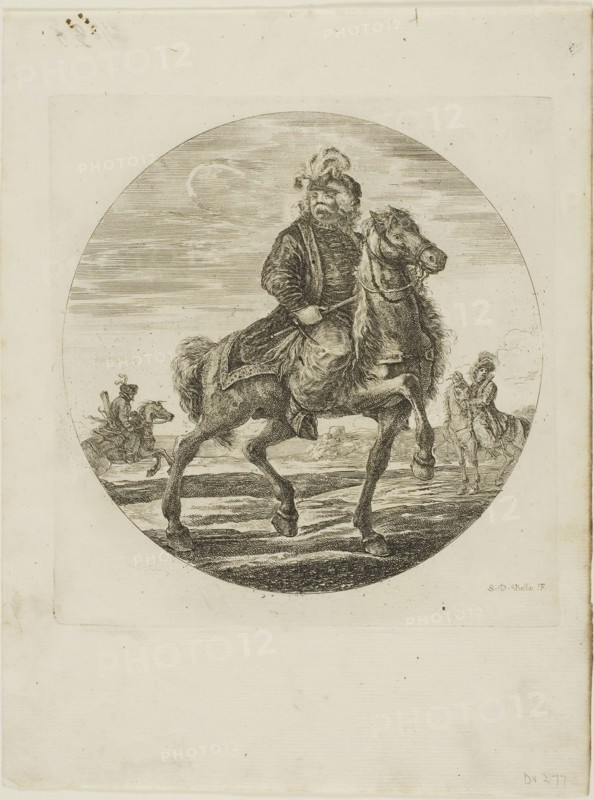 Hungarian Horseman, c. 1651, Stefano della Bella, Italian, 1610-1664, Italy, Etching on paper, 190 x 190 mm
