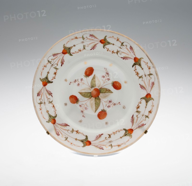 Two Plates, Early 19th century, England, Newcastle-upon-Tyne or Bristol, Newcastle-upon-Tyne, Glass, blown with polychrome and gilt decoration, 1983.1043: diam. 23.7 cm (9 5/16 in.), 1983.1044: diam. 23.9 cm (9 3/8 in.)