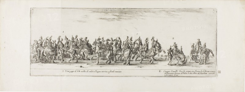 Entrance of the Ambassador of Poland into Rome, 1633, Stefano della Bella, Italian, 1610-1664, Italy, Etching on ivory laid paper, 156 x 426 mm (image/plate), 209 x 559 mm (sheet)