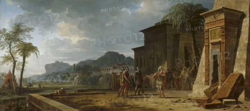 Alexander at the Tomb of Cyrus the Great, 1796, Pierre-Henri de Valenciennes, French, 1750-1819, France, Oil on canvas, 16 9/16 × 35 7/8 in. (42 × 91.1 cm)