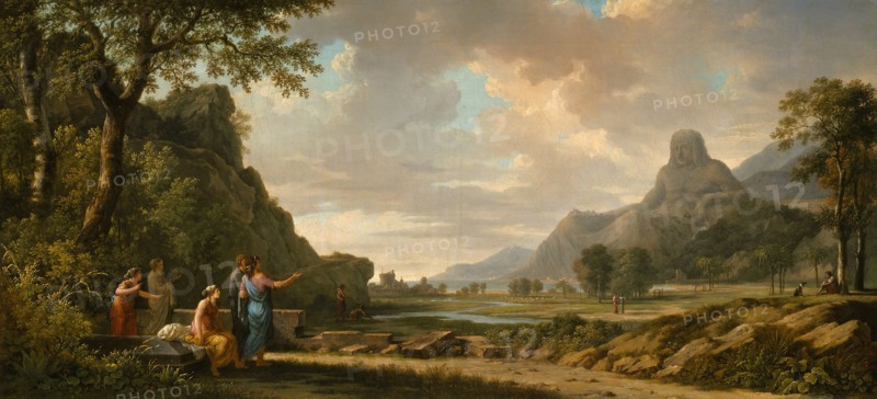 Mount Athos Carved as a Monument to Alexander the Great, 1796, Pierre-Henri de Valenciennes, French, 1750-1819, France, Oil on canvas, 16 1/2 × 36 in. (41.9 × 91.4 cm)