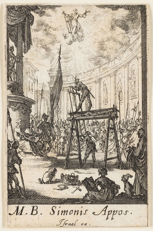 Martyrdom of Saint Simon, plate ten from The Martyrdoms of the Apostles, n.d., Jacques Callot, French, 1592-1635, France, Etching on paper, 72 × 46 mm
