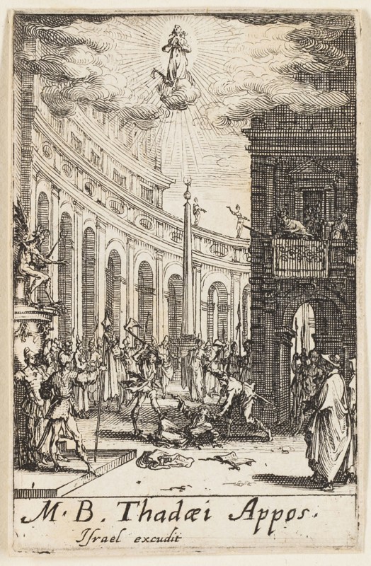 Martyrdom of Saint Thaddeus, plate twelve from The Martyrdoms of the Apostles, n.d., Jacques Callot, French, 1592-1635, France, Etching on paper, 72 × 47 mm