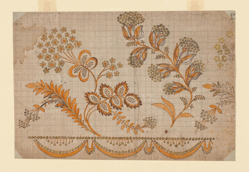 Design for a Woven Textile, 19th century, France, Design on paper, 27.7 × 41 cm (11 7/8 × 16 1/8 in.)