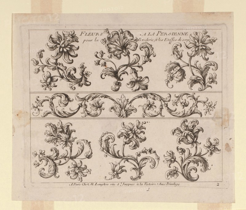 Design for an Embroidered or Woven Textile, 17th century, France, Paris, France, Paper, printed, 21 × 24.6 cm (8 1/4 × 9 3/4 in.)