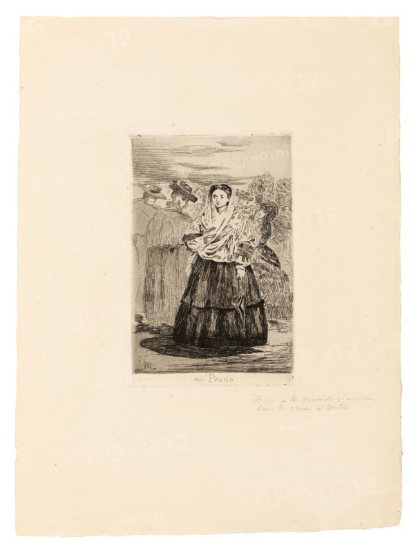 At the Prado I, 1863, Édouard Manet, French, 1832-1883, France, Etching and aquatint in black on cream laid paper, 177 × 114 mm (image), 182 × 119 mm(plate), 369 × 274 mm (sheet)