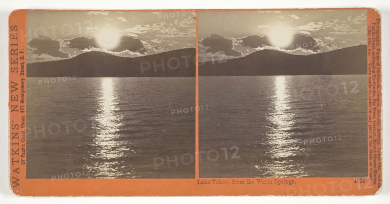 Lake Tahoe, from the Warm Springs, 1878/82, Carleton Watkins, American, 1829–1916, United States, Albumen print, stereo, No. 4026 from the series "Watkins' New Series