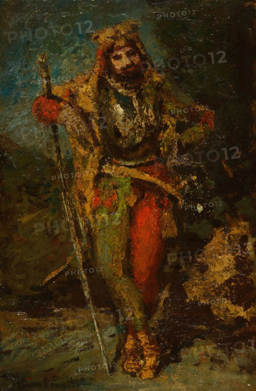 Mephisto from the Opera Faust, 1870/86, Adolphe-Joseph-Thomas Monticelli, French, 1824-1886, France, Oil on panel, 15 1/8 × 10 5/16 in. (38.5 × 26.2 cm)
