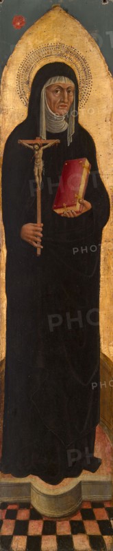 Saint Monica from an Augustinian altarpiece, 1450/75, Italian, possibly Venice, Venice, Tempera and oil on panel, Panel: 126.6 × 31.2 cm (49 7/8 × 12 1/4 in.), Painted Surface: 119 × 24.9 cm (46 7/8 × 9 13/16 in.)