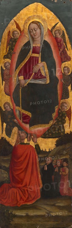 The Assumption of the Virgin with Saints from an Augustinian altarpiece, 1450/75, Italian, Venice, Venice, Tempera and oil on panel, Panel: 125.8 × 40 cm (49 1/2 × 15 3/4 in.), Painted Surface: 122.6 × 40 cm (48 1/4 × 15 3/4 in.)