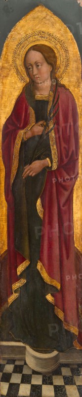 Saint Giustina of Padua from an Augustinian altarpiece, 1450/75, Italian, Venice, Venice, Tempera and oil on panel, Panel: 126.2 × 31.9 cm (49 5/8 × 12 9/16 in.), Painted Surface: 119.5 × 25.5 cm (47 × 10 in.)