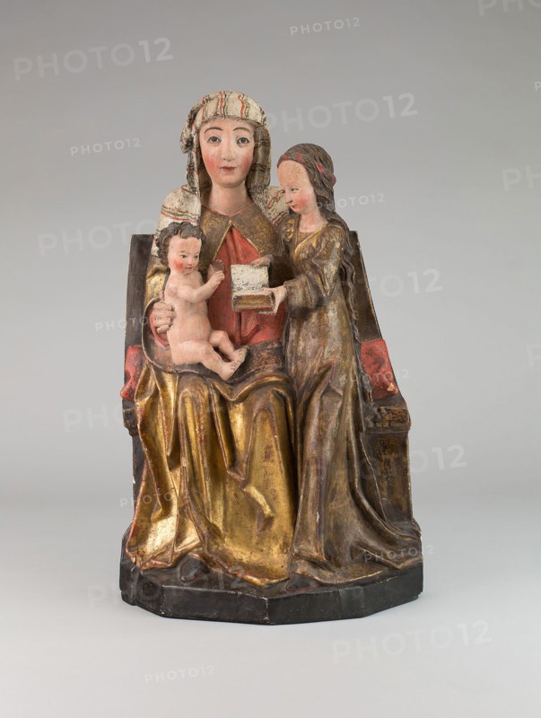Virgin and Child with Saint Anne, 1475/1500, German, Rhenish, or Southern Netherlands, Rhineland, Painted walnut, gilding, H: 51.4 cm (20 1/4 in.)