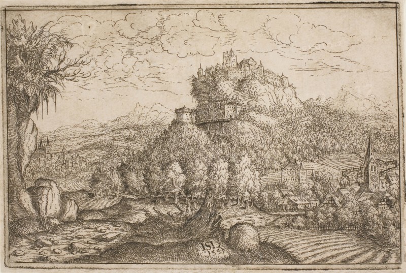 Castle on a Hilltop, 1553, Hanns Lautensack, German, 1524-1560/66, Germany, Etching on paper, 120 x 175 mm