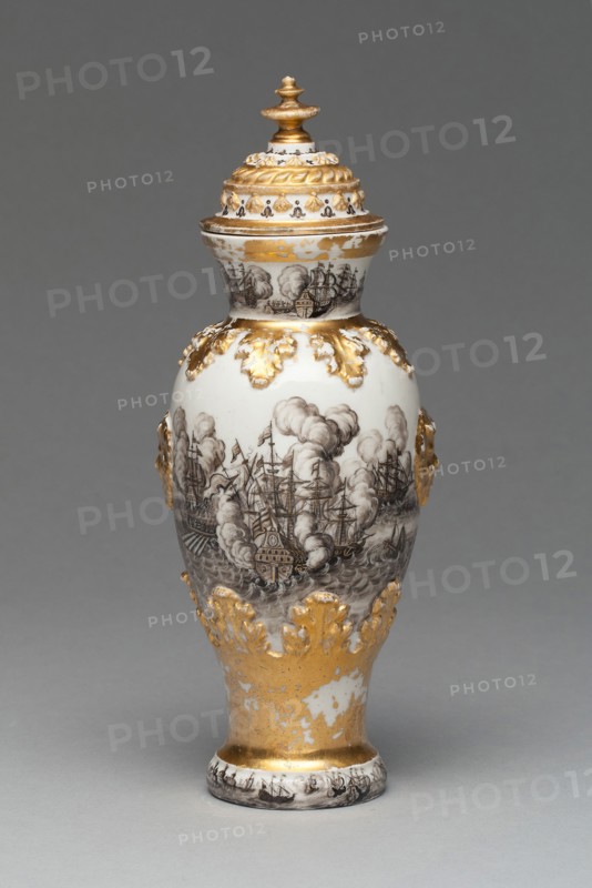 Vase and Cover (one of a pair), 1715/20, Meissen Porcelain Manufactory, German, founded 1710, Decorated by Ignaz Preissler (German, 1676-1741), Meissen, Hard-paste porcelain, black enamel (schwarzlot), and gilding, H. 21 cm (8 1/4 in.), diam. 8.9 cm (3 1/2 in.)