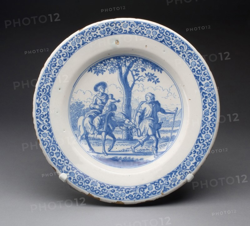 Plate, c. 1670, Rochus Jacobsz. Hoppesteyn, Dutch, died 1692, Delft, Tin-glazed earthenware (Delftware), Diam. 34 cm (13 3/8 in.)