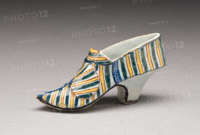Shoe, c. 1750, Netherlands, Delft, Delft, Tin-glazed earthenware (Delftware), 6.8 × 31.2 cm (2 11/16 × 5 3/16 in.)