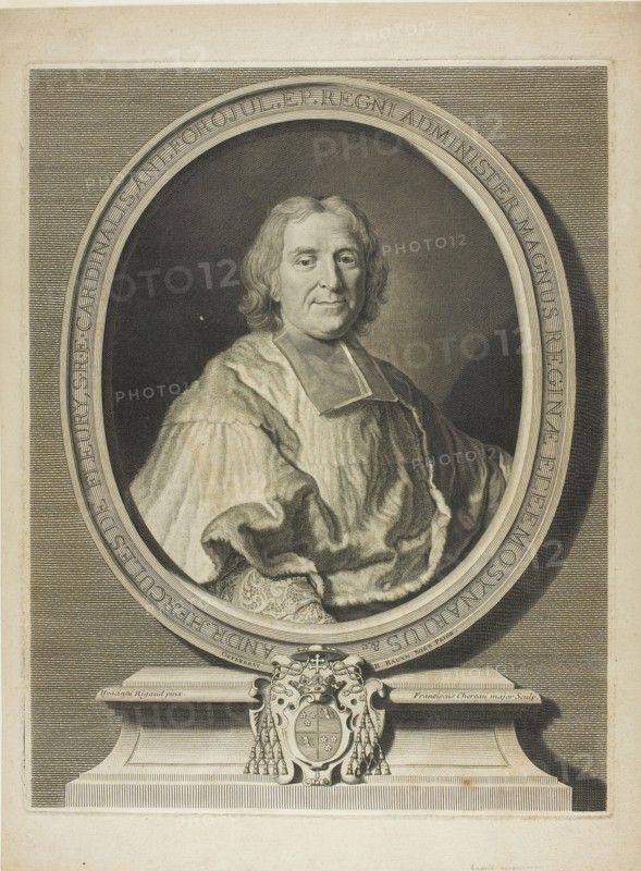 Portrait of Cardinal Fleury, 1726, François Chereau, the elder (French, 1680-1729), after Hyacinthe Rigaud (French, 1659-1743), France, Engraving on paper, 425 × 332 mm