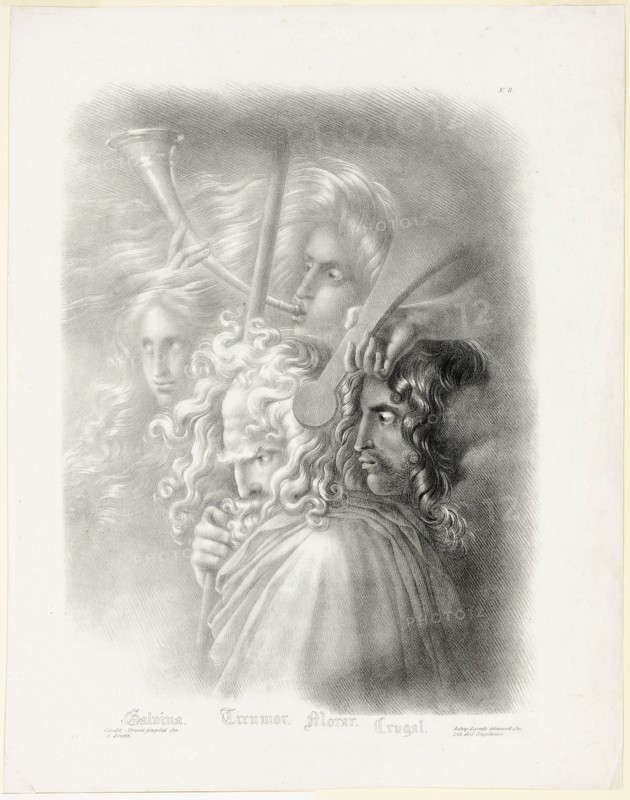 Galvina, from Collection of Study Heads, 1821, Hyacinth Aubry-Lecomte  (French, 1787-1858), after Anne-Louis Girodet de Roucy-Trioson (French, 1767-1824), printed by Gottfried Engelmann (French, 1788-1839), France, Lithograph in black on ivory wove paper, 406 × 305 mm (image), 502 × 395 mm (sheet)
